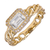 14Kt Diamond Bezeled White Topaz Box Link Ring