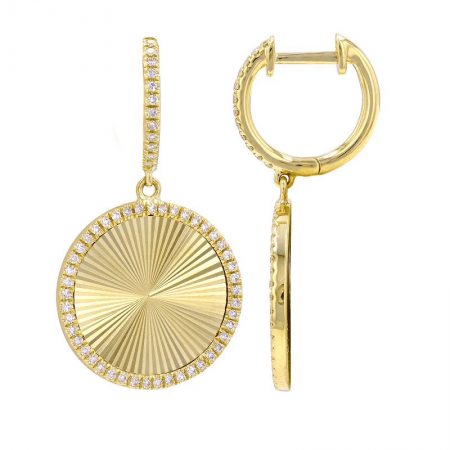 14Kt Diamond Fluted Disc Earrings