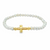 14Kt Cross on Elastic Pearl Bracelet