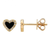 14Kt Diamond Bezeled Black Onyx Heart Earrings