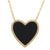 14Kt Black Onyx & Diamond Heart Necklace (Adjustable Length)