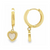 14Kt Dangling Mother of Pearl Heart Huggie Earrings