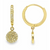 14Kt Dangling Diamond Disc Huggie Earrings