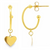 14Kt Dangling Heart Hoop Earrings