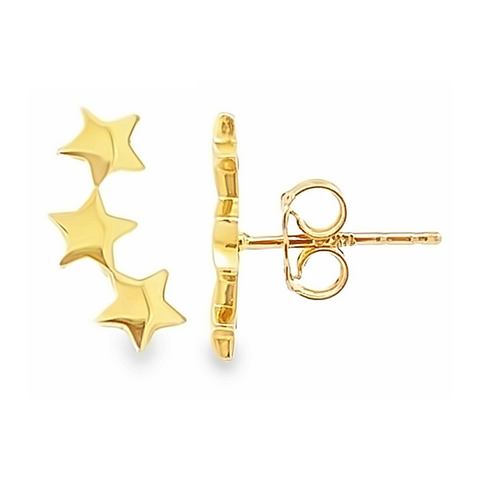 14Kt Three Star Crawler Piercing (Single)