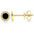 14Kt Diamond Bezeled Round Onyx Earrings