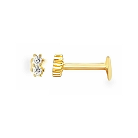 14Kt Two Cubic Zirconia Piercing