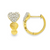 14Kt Hearts & Diamonds Huggie Earrings 12mm/0.47in