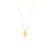 Close-up of 14K gold girl pendant necklace with polished finish.