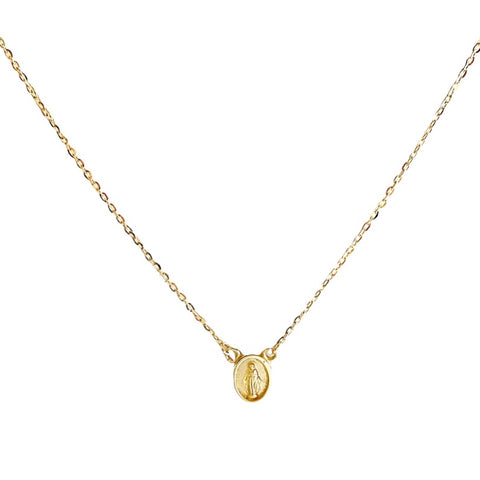 14Kt Miraculous Virgin Necklace (Adjustable)