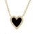 14K yellow gold necklace with black onyx heart pendant and diamond halo