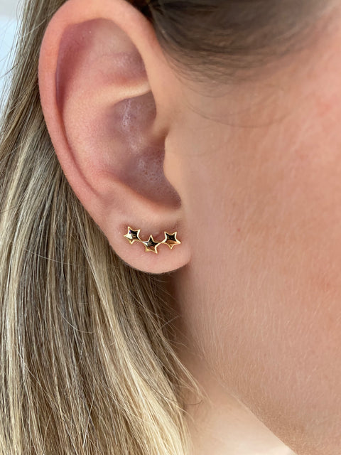 14Kt Three Star Crawler Piercing (Single)